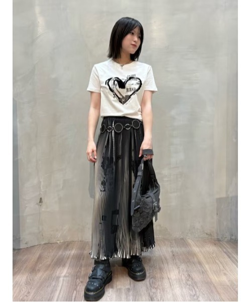 Desigual（デシグアル） スカート 新聞柄シアープリーツミディスカート