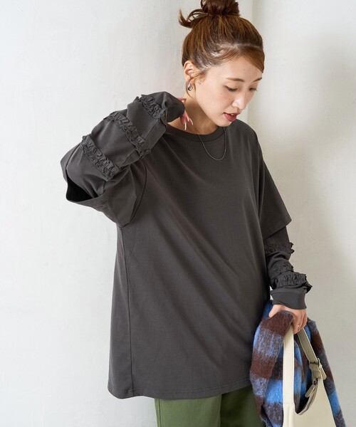 東京ヴェルディ FREAK’S STORE ロングスリーブTシャツ　チャコールL FREAK'S STORE（フリークスストア） tシャツ 限定展開 袖 フリル