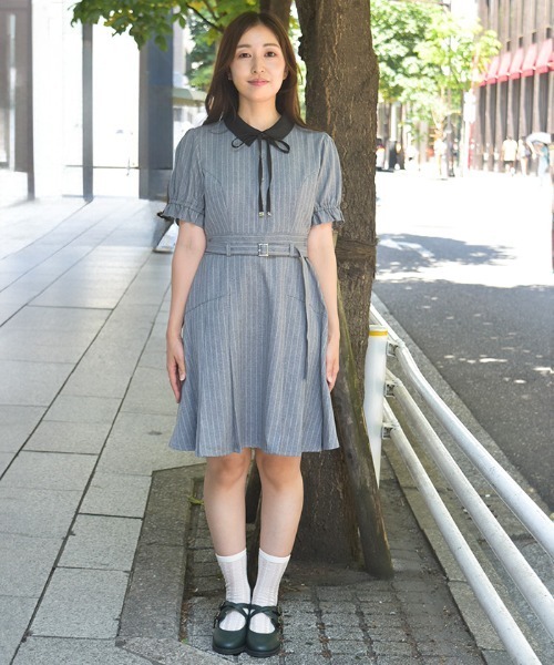 ブラック ピンク　ミニワンピース 半袖 ミニワンピース レディース 夏服半袖韓国[品番：AGCW0004340