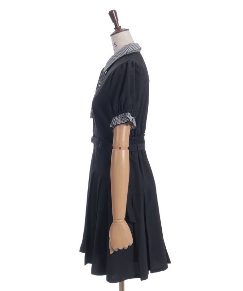 axes femme ネイビーワンピース axes femme（アクシーズファム）の「ブーケ線画柄ドットドビー