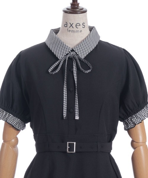axes femme ワンピース プレッピーライクミニワンピース