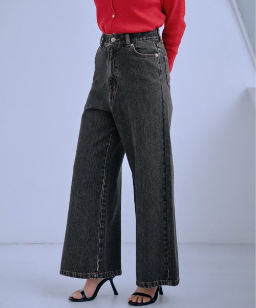 ジーンズ デニム デニムパンツ KUROKI DENIM フレアワイド 「低