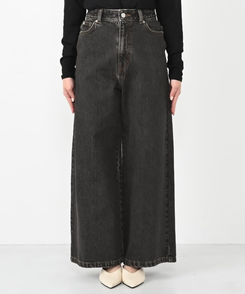 COHINA コヒナ　KUROKI DENIM セミワイドストレート　ブラック KUROKI DENIM セミワイドストレート-short & regular | 小柄・低