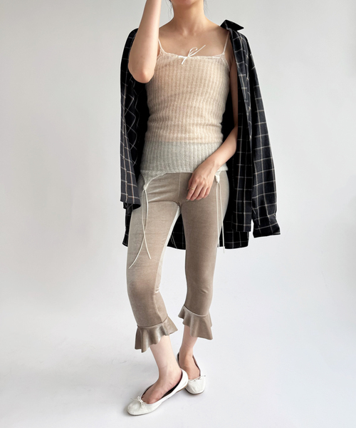 Simone wild ベージュ ストレッチ ワイドパンツ Simone wild ベージュ