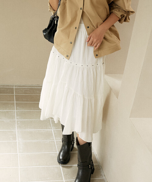PUBLUX（パブリュクス） スカート スタッズ付き アシンメトリー