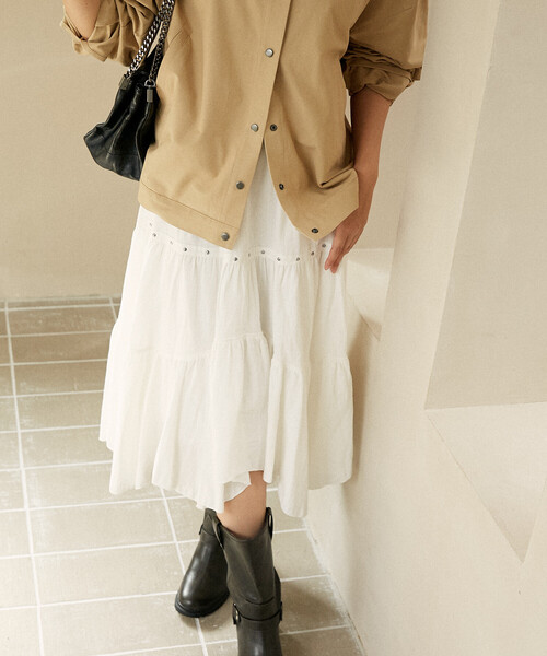 PUBLUX（パブリュクス） スカート スタッズ付き アシンメトリー
