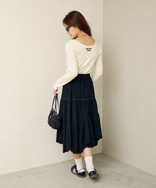 PUBLUX（パブリュクス） スカート スタッズ付き アシンメトリー