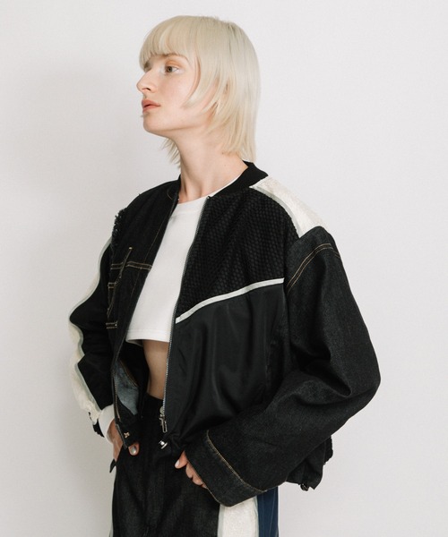 「AULA AILA」 ジップアップブルゾン 0 インディゴブルー レディース_画像3