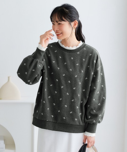 SMILELAND トレーナー スウェット 「大きいサイズ」柔らか裏起毛リボン