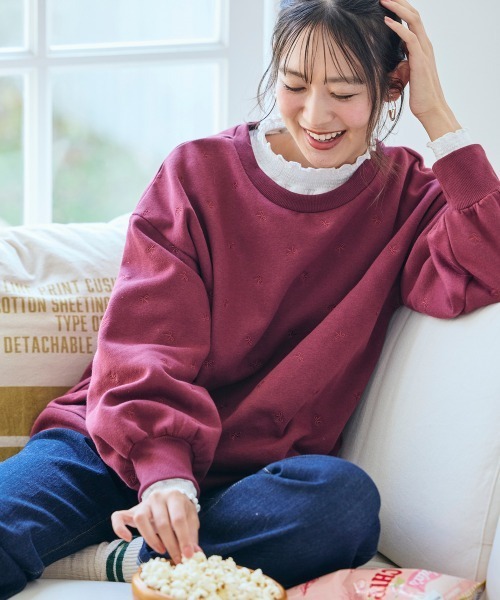 SMILELAND トレーナー スウェット 「大きいサイズ」柔らか裏起毛リボン