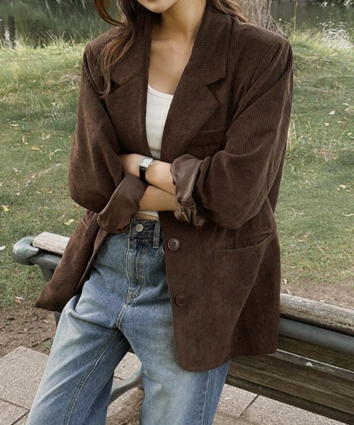 ジャケット テーラードジャケット コーデュロイブレザー レディース