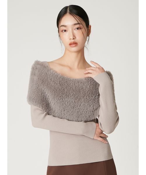 フレイアイディー　ファーケープニット FRAY I.D（フレイ・アイディー） ニット セーター ファーケープニット