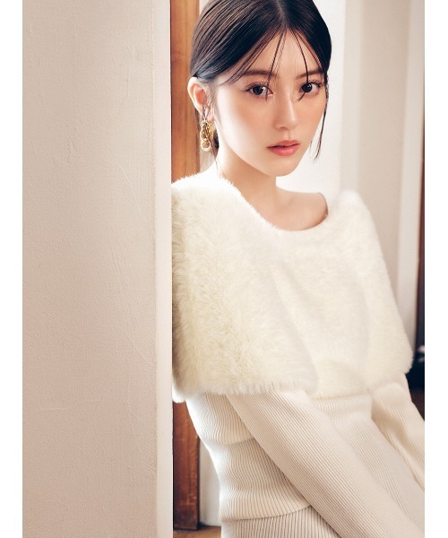 フレイアイディー　ファーケープニット FRAY I.D（フレイ・アイディー） ニット セーター ファーケープニット