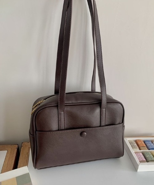 ボストンバッグ フロントポケットロングハンドルボストンバッグ