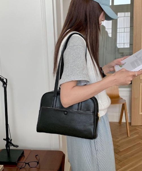 ボストン様 ボストンバッグ フロントポケットロングハンドルボストンバッグ