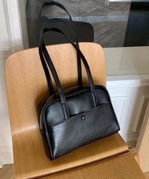 ボストンバッグ フロントポケットロングハンドルボストンバッグ