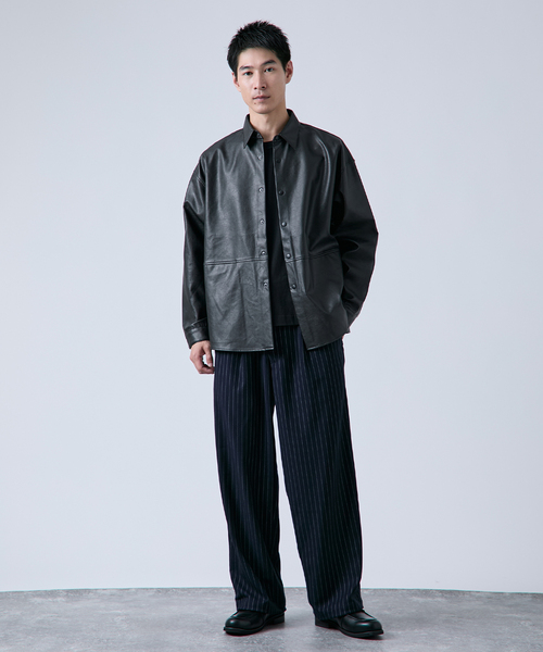 B.C STOCK（ベーセーストック） シャツ フェイク レザー / スエード