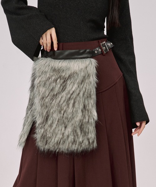 Ezick ベルト fur like belt フェイクファーベルト レディース