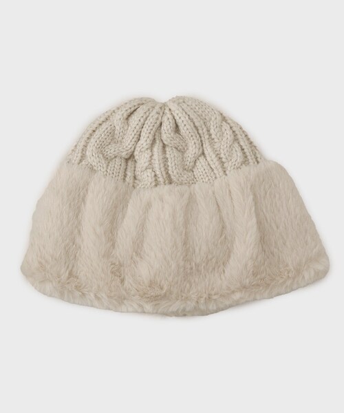 THE SHOP TK ニット帽 ニットキャップ フェイクファートーク風