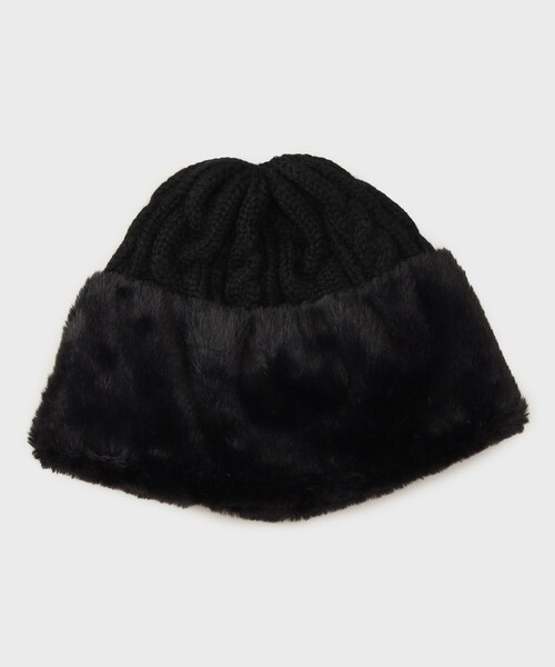 THE SHOP TK ニット帽 ニットキャップ フェイクファートーク風