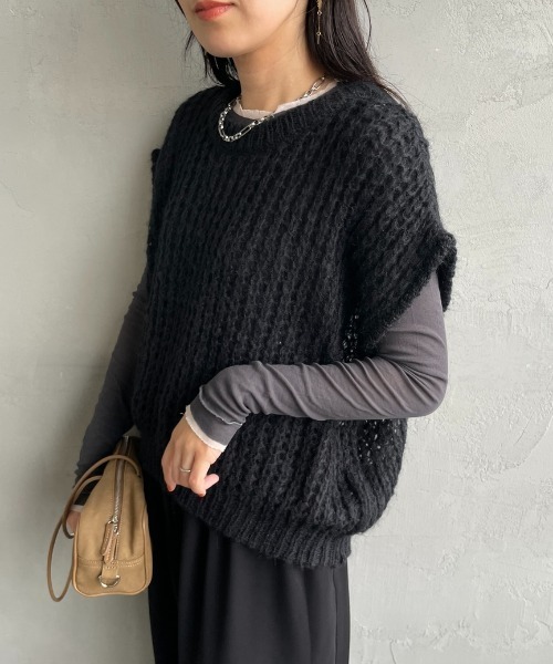 mizuiroind（ミズイロインド） ベスト ジレ へアリーコクーン ワイド