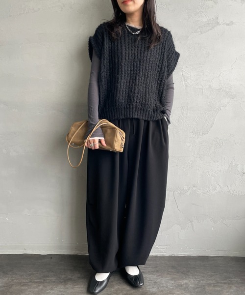 mizuiroind（ミズイロインド） ベスト ジレ へアリーコクーン ワイド