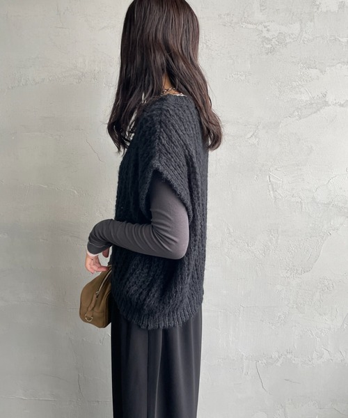 mizuiroind（ミズイロインド） ベスト ジレ へアリーコクーン ワイド