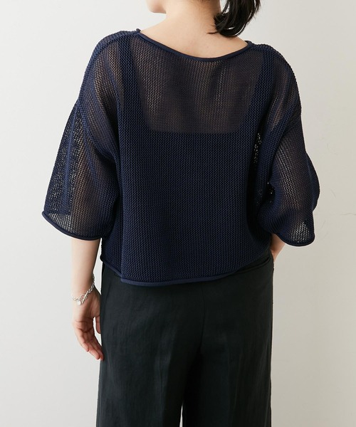 「Whim Gazette」 7分袖ニット FREE ネイビー レディース_画像2