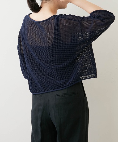 「Whim Gazette」 7分袖ニット FREE ネイビー レディース_画像3