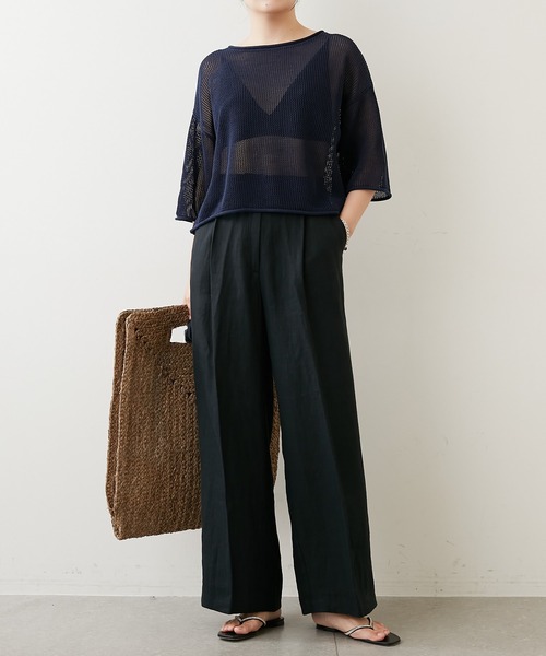 「Whim Gazette」 7分袖ニット FREE ネイビー レディース_画像9