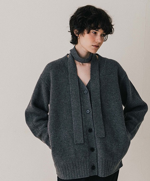 新品！　NKNIT グレー 長袖カーディガン ンニット NKNIT ロゴニットカーディガン グレー - メルカリ