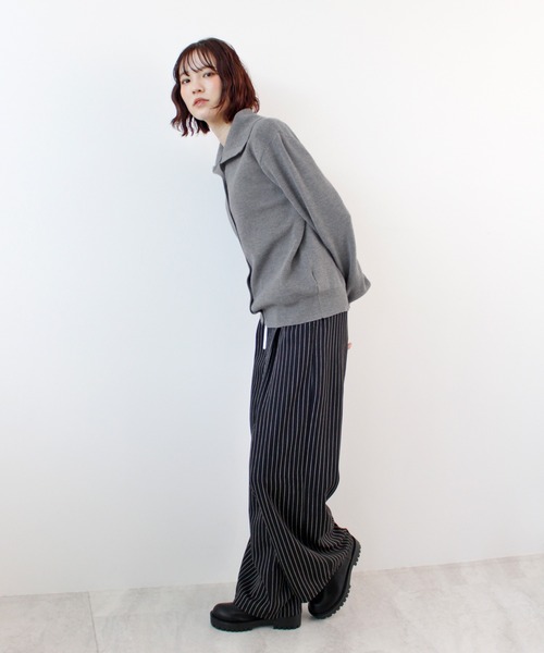 ニット セーター ボタンデザイン2WAYハイネックニット レディース