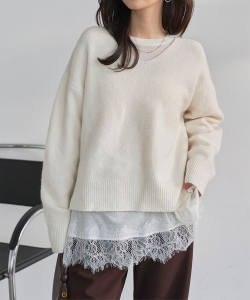 KOBE LETTUCE（神戸レタス） tシャツ 裾レースシアートップス