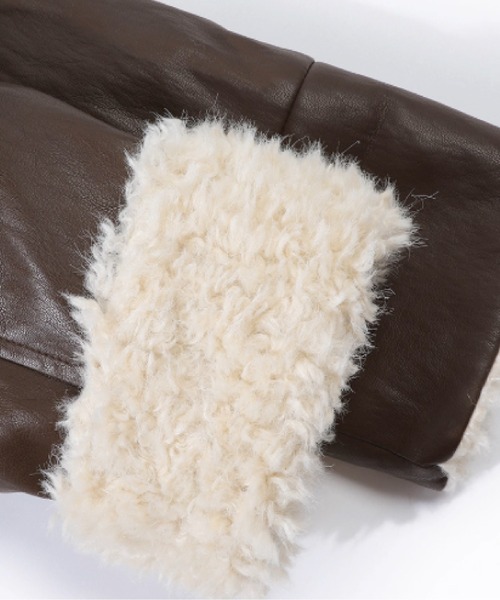 LA POMME petit（ラポミ・プチ） ムートンコート ボアコート Leather