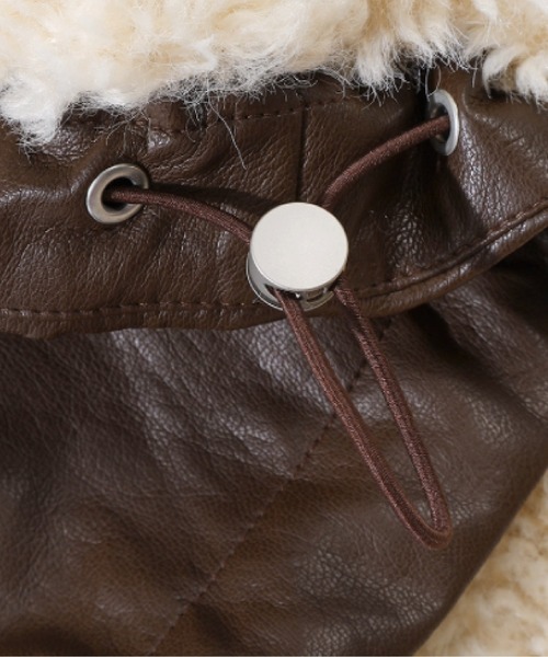 LA POMME petit（ラポミ・プチ） ムートンコート ボアコート Leather