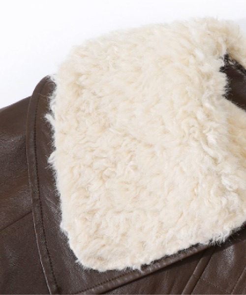 LA POMME petit（ラポミ・プチ） ムートンコート ボアコート Leather