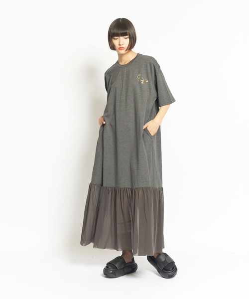 gomme ゴム　ワンピース gomme（ゴム） ドッキングワンピース MEDIUM ブラック レディース