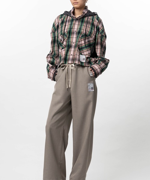 ブラウス シャツ Hoodie Combine Checkered Shirt レディースの画像