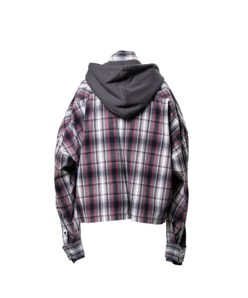 ブラウス シャツ Hoodie Combine Checkered Shirt レディースの画像