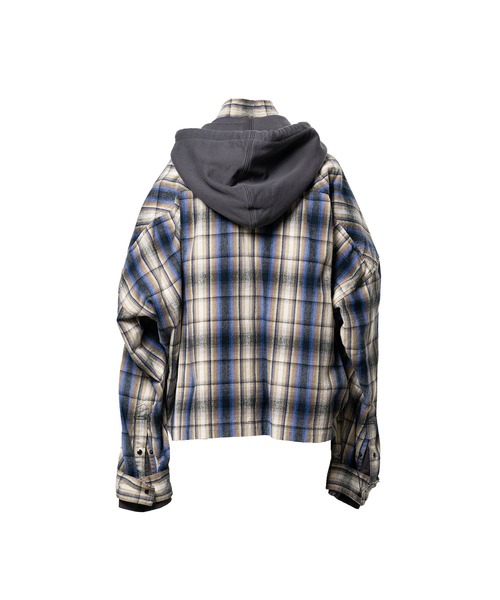 ブラウス シャツ Hoodie Combine Checkered Shirt レディースの画像