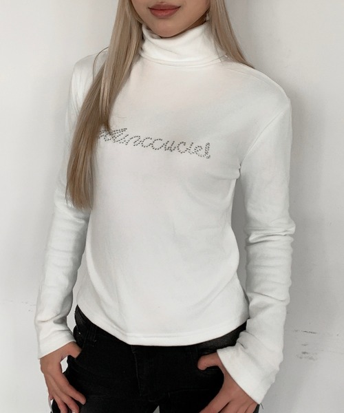 【ホワイト】トリコットハイネックシャツ <LADIES LINE> (LADIES) WOMEN シアートップス インナー 長袖 ハイネック CHY069（スポーツ