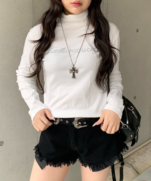 【ホワイト】トリコットハイネックシャツ <LADIES LINE> (LADIES) WOMEN シアートップス インナー 長袖 ハイネック CHY069（スポーツ