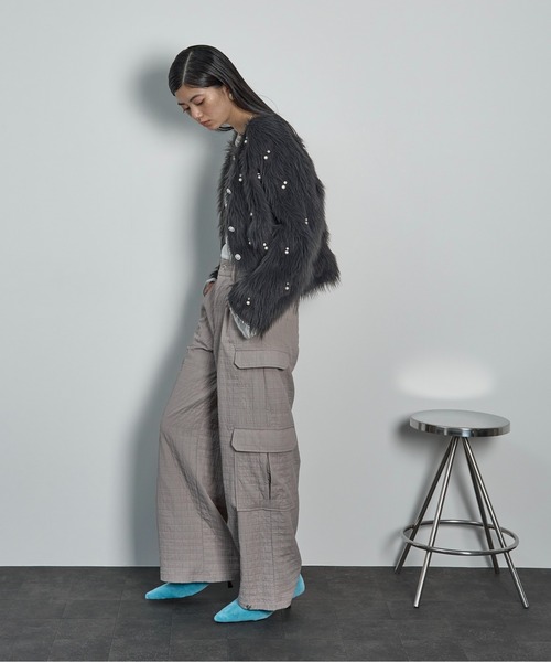 「THE YOn」 ニットカーディガン FREE チャコールグレー レディース_画像4