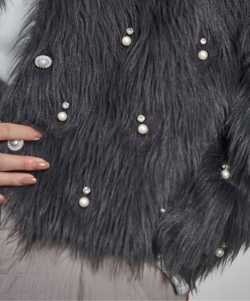 「THE YOn」 ニットカーディガン FREE チャコールグレー レディース_画像7