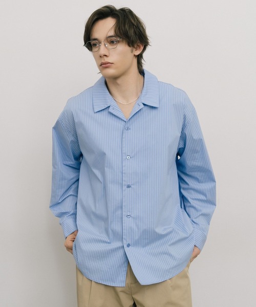 美品✨希少カラー 45R コットン100% ラグラン オーバーサイズ シャツ BONLECILL（ボンルシール） ブラウス シャツ アソート柄メンズライク