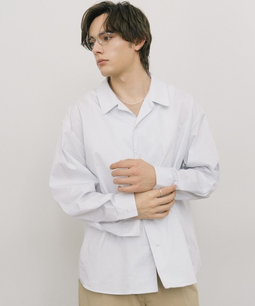 LURAKU シャツ 「LURAKU」oversized open-collar shirt / オーバー