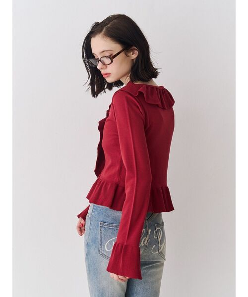 jouetie（ジュエティ） ニット セーター ラッフルフリルコサージュ