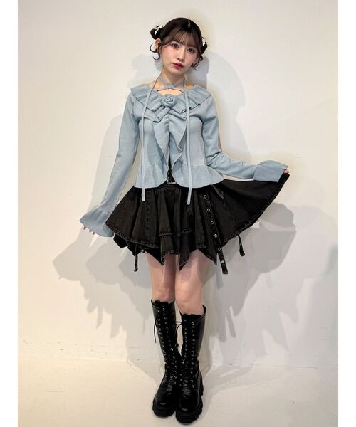 jouetie（ジュエティ） ニット セーター ラッフルフリルコサージュ