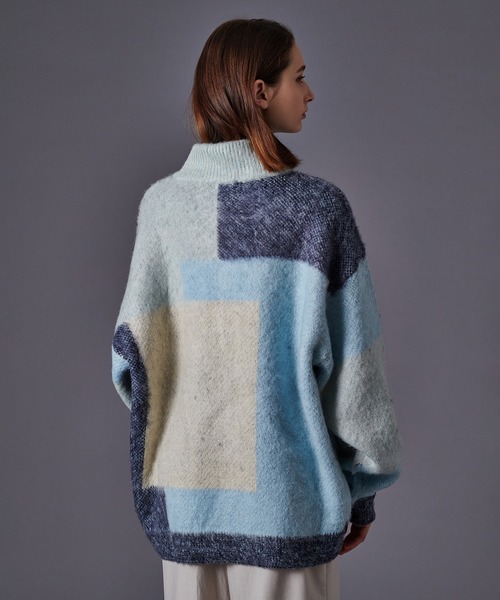 「ONCILY」 ニットカーディガン MEDIUM ブルー メンズ_画像3