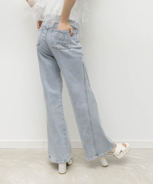 RANDA タグ付き新品未使用ロゴ刺繍ハイウエストデニムパンツ RANDA（ランダ） パンツ 「00サイズあり」ロゴ刺繍ハイウエストデニム